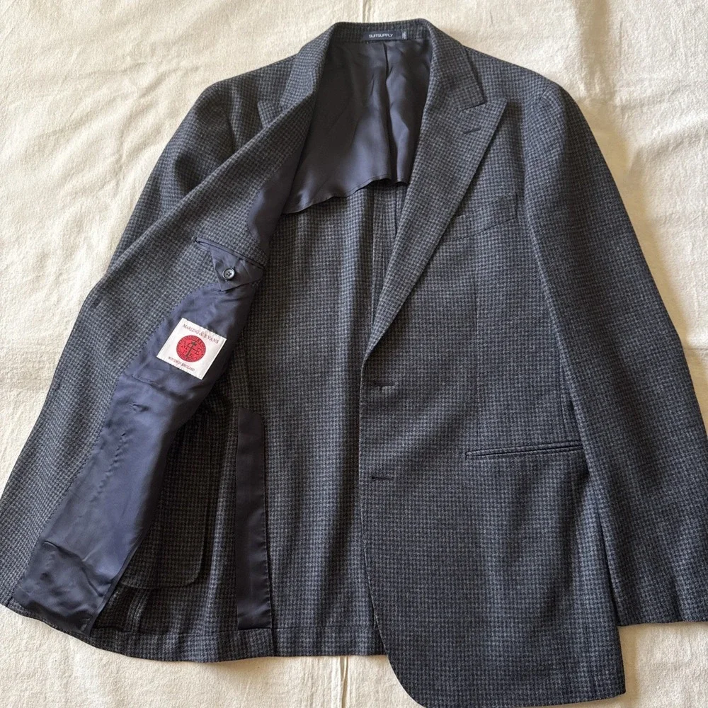 Suitsupply Blazer 42 Slim Check Merino Wool Marling Evans Havana Patch